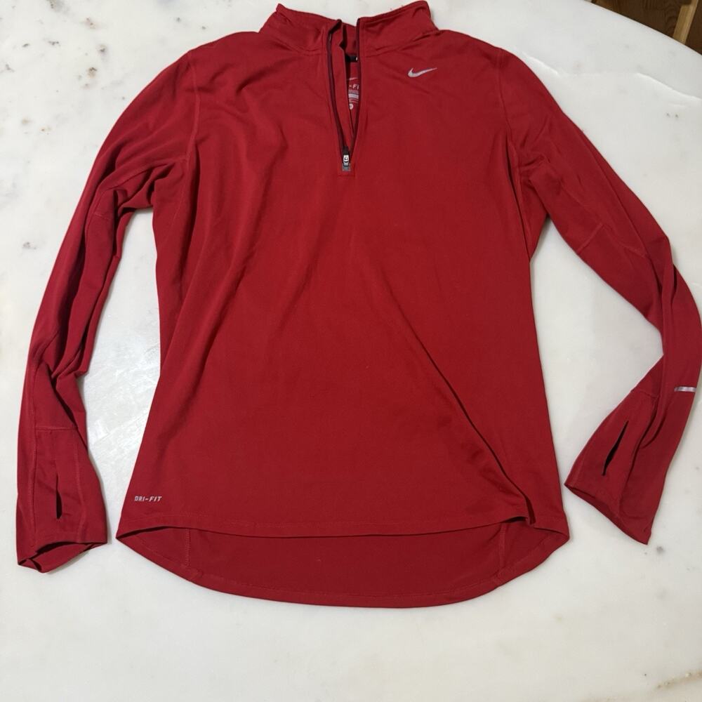 Nike Running Dri-FIT Women’s XL Red Quarter Zip Pullover Long Sleeve Shirt
